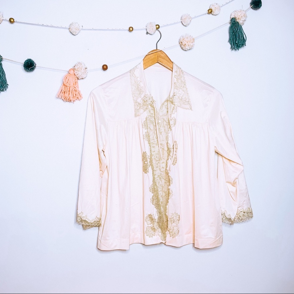 VINTAGE y2k lace silk tie popover shawl top